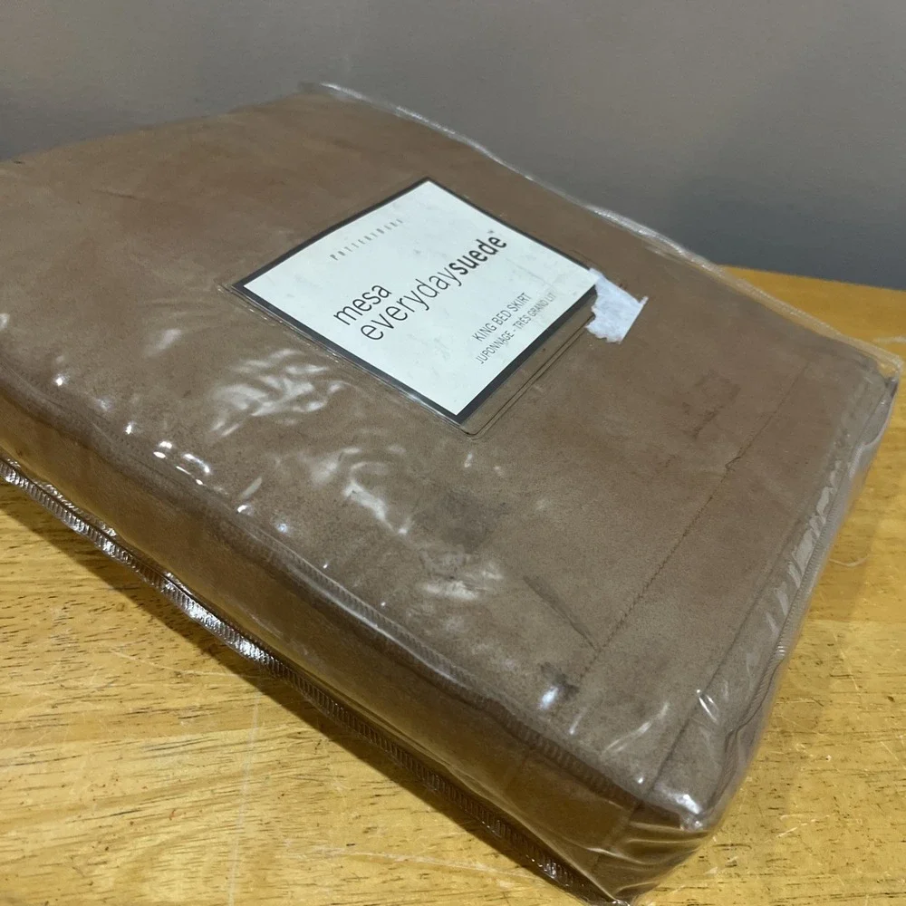 Pottery‎ Barn Mesa Everyday Suede King Brown Bed Skirt New